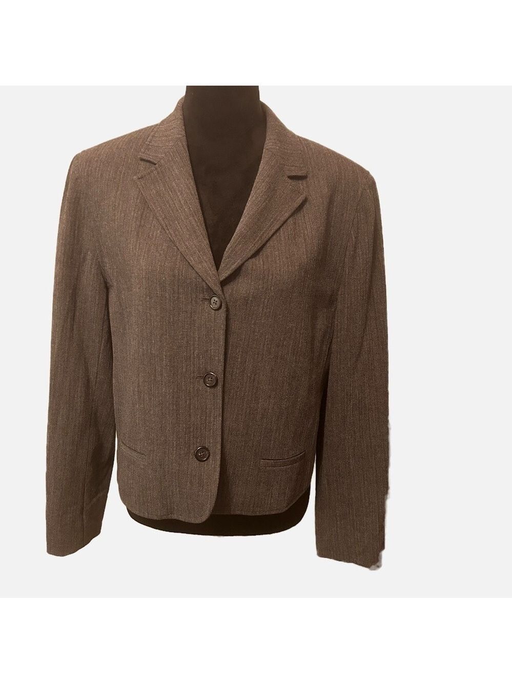 Lauren Ralph Lauren Women Wool Blazer 12 Gray Office Boxy 3 Button Work Career - Picture 1 of 8